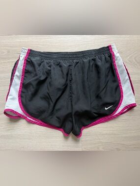Nike Women's Black Athletic Shorts with Pink Trim